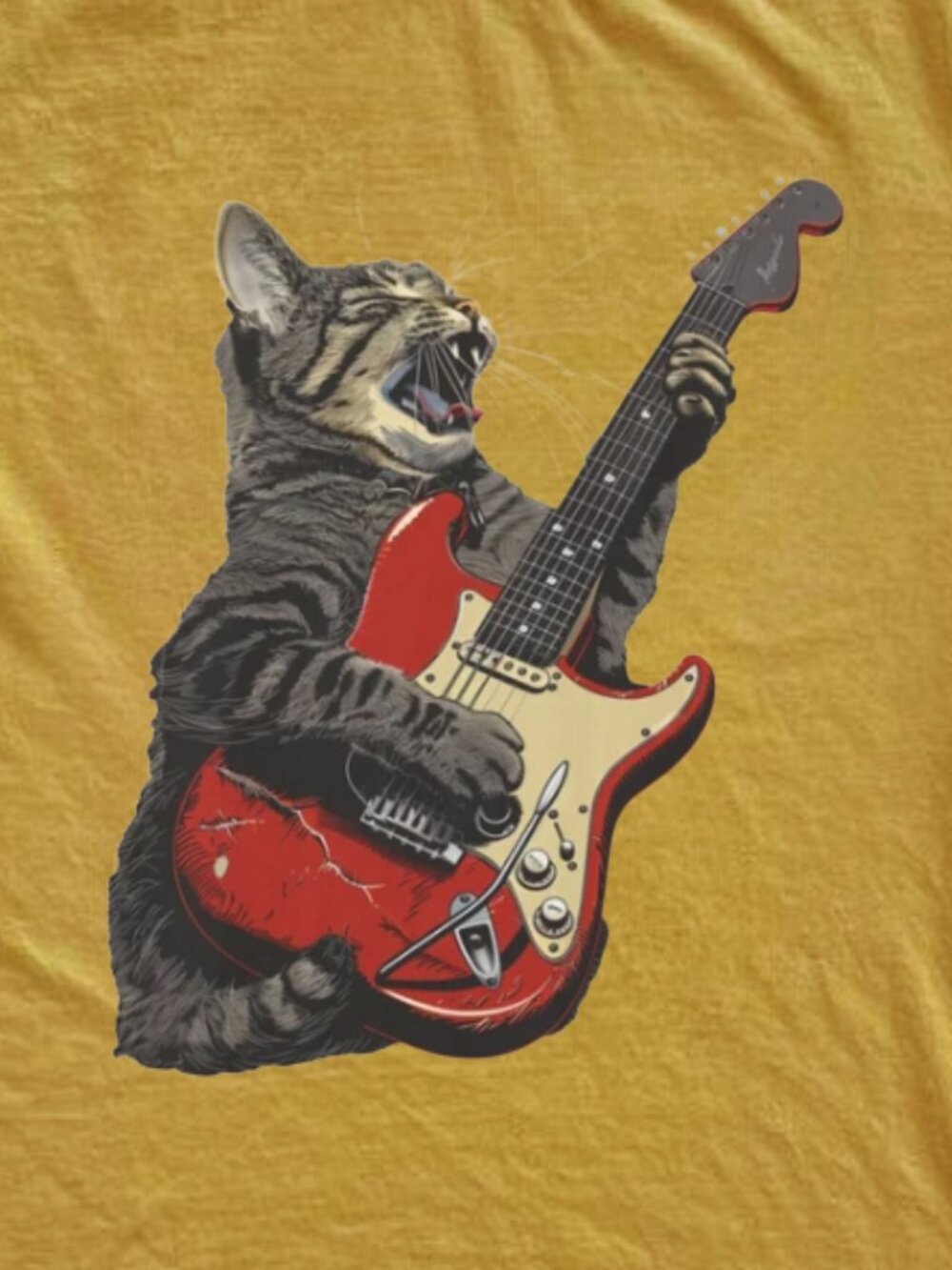 Cat Playing Guitar Vintage Shirt - Picture 2 of 4